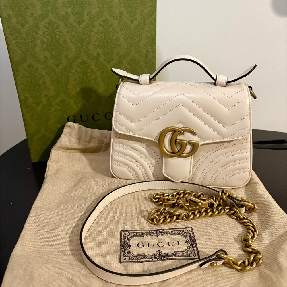 Gucci White Leather Shoulder Bag